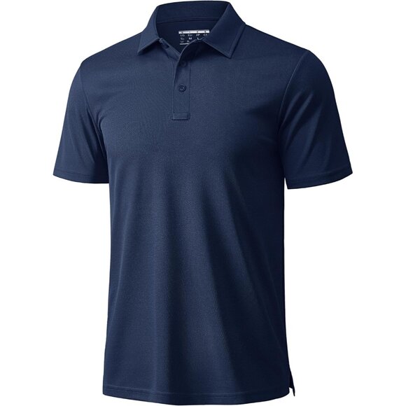Men's Navy Short Sleeve Quick Dry Collared Moisture Wicking Polo Shirts